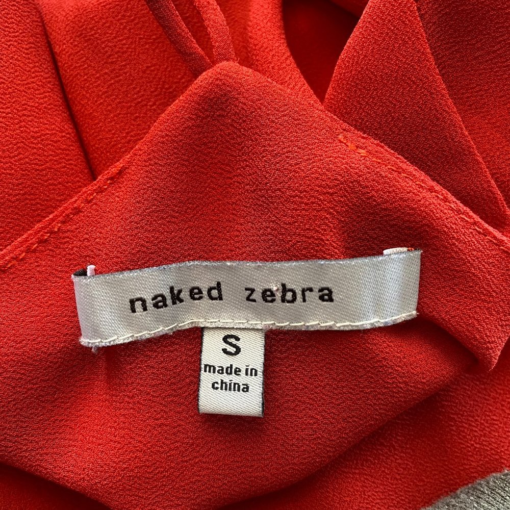 Naked Zebra Strappy Cami Top Blouse Red - Picture 2 of 6